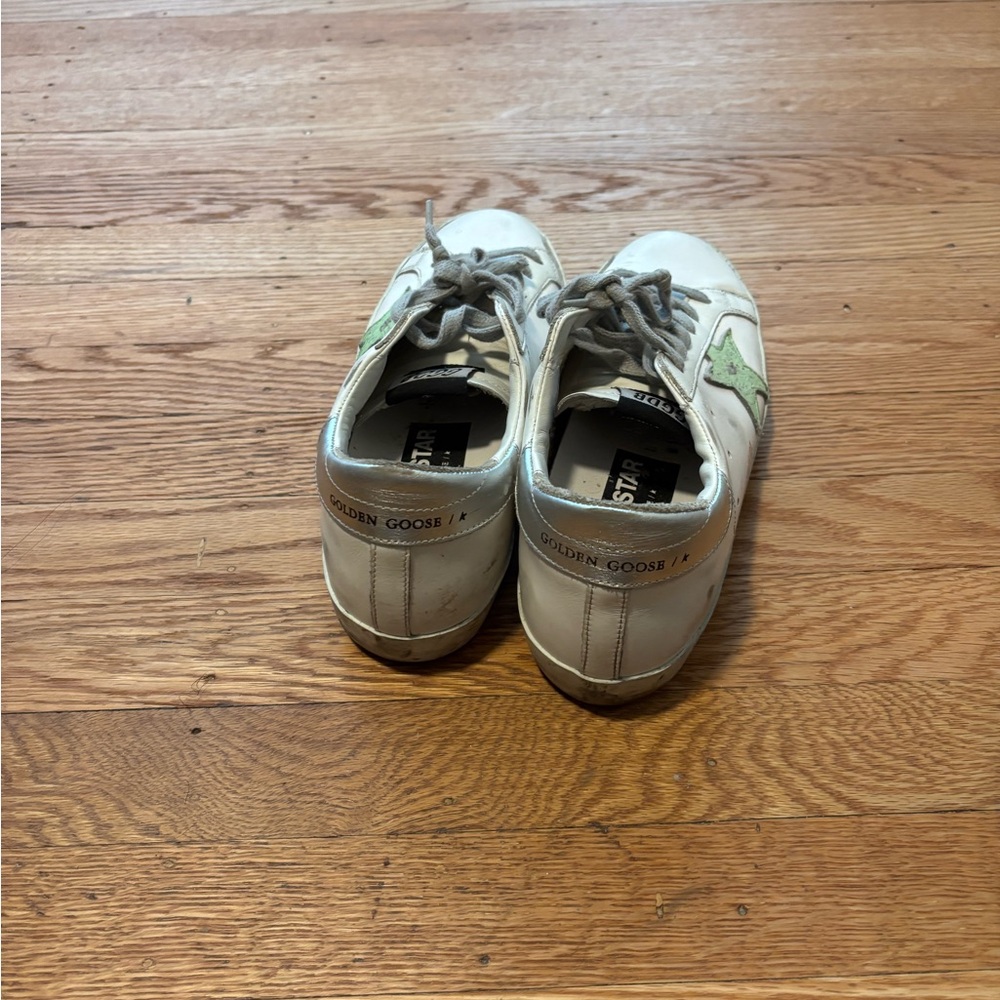 Golden Goose White and Green Sneakers - Picture 4 of 6